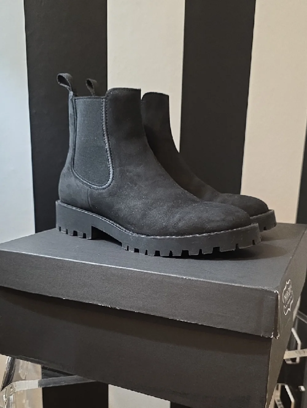 Thursday Boot Company Black Suede Chelsea Lug Boots - Picture 2 of 5